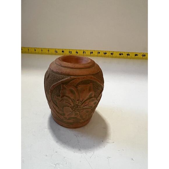Pate & Bass Terracotta Vase Vintage 1992 Decorative Art Pottery Clay Votive Rare - Picture 6 of 11